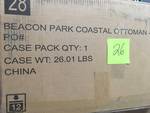 Hampton Bay Beacon Park Gray Wicker Outdoor Ottoman with Midnight Cushion not used not used