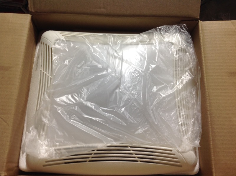NuTone 70 CFM Ceiling Bathroom Exhaust Fan with Light, White Grille and Light not used