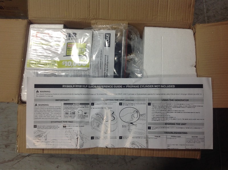 RYOBI 900 Starting Watt Propane Powered Inverter Generator not used