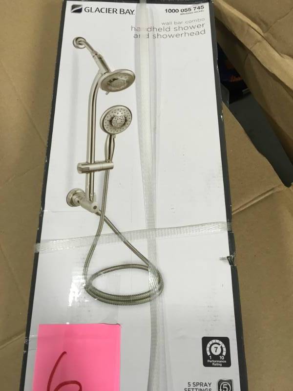 Glacier Bay 5-Spray Wall Bar Shower Kit in Brushed Nickel not used