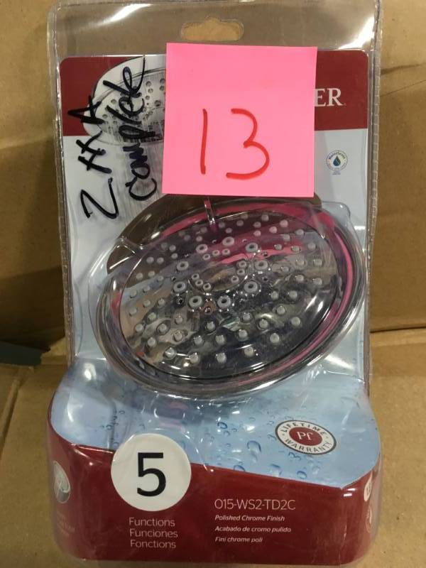 Pfister 5 Spray Adjustable Shower Head Chrome O15-WS2-TD2C  not used