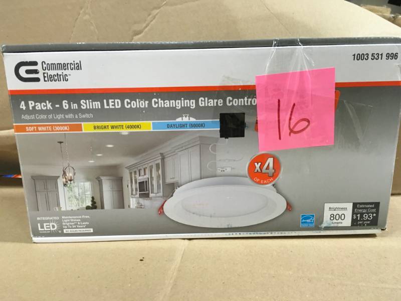 Commercial Electric 6 in. Selectable New Construction and Remodel Canless Recessed Integrated LED Kit for Shallow Ceiling (4-Pack)  not used