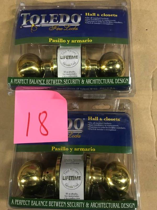 Toledo Fine Locks Avila Polish Brass Passage HallCloset Door Knob Set  not used