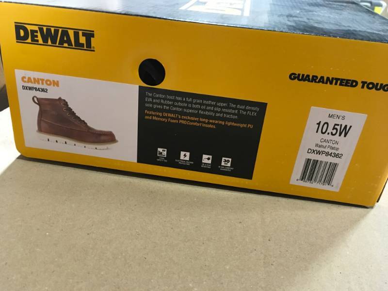 DEWALT Canton Mens Brown Leather Steel Toe 6 in. Moc-Toe Work Boot SZ 10.5 W not used