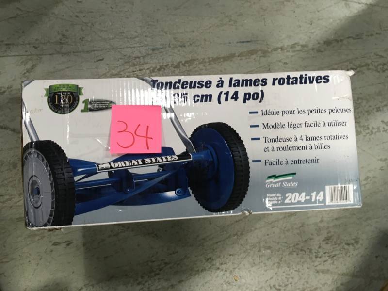 Great States 204-14 14-Inch 4-Blade Push Reel Lawn Mower in good condition