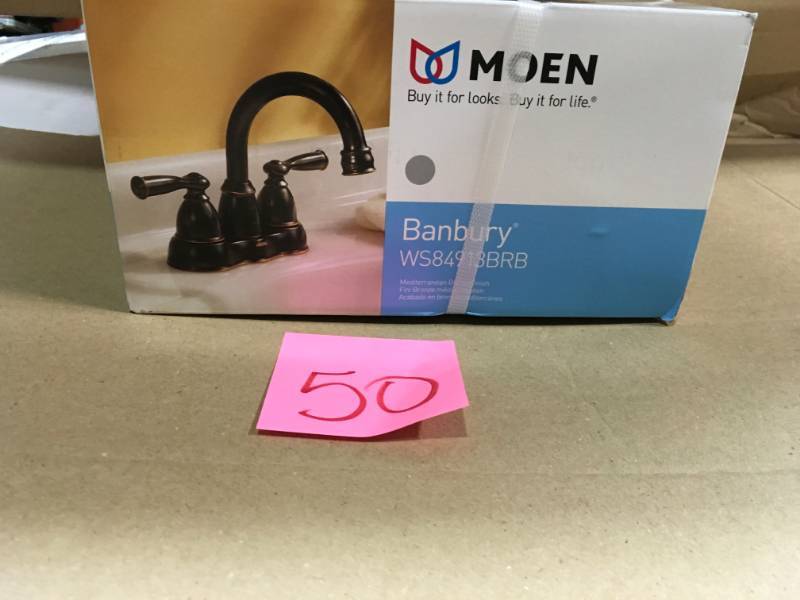 MOEN Banbury 4 in. Centerset 2-Handle High-Arc Bathroom Faucet in Mediterranean Bronze in good condition