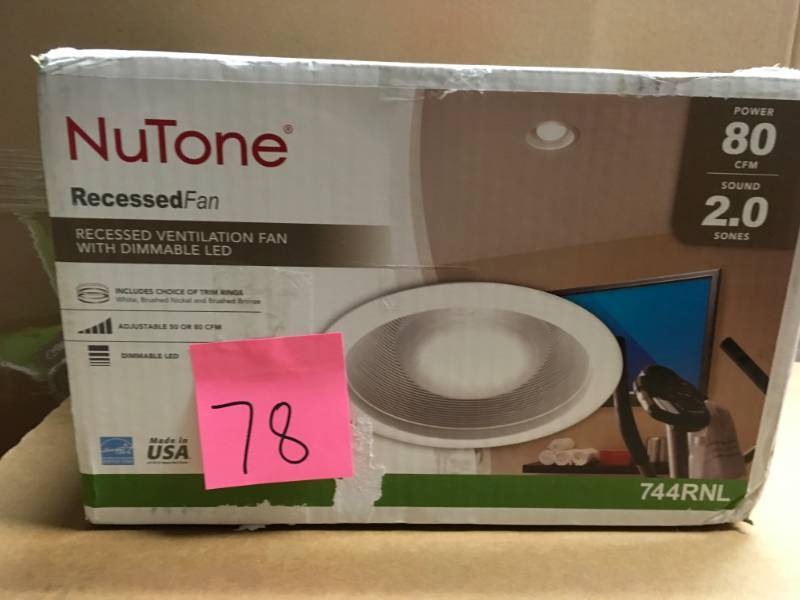 NuTone White Adjustable 50-80 CFM Ceiling Bathroom Exhaust Fan with Light Easy Change Trim Kit, ENERGY STAR in good condition