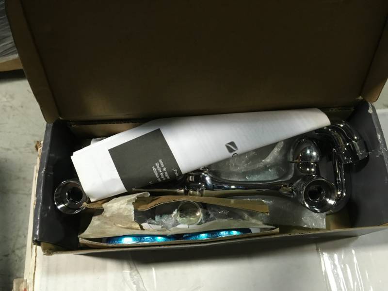 Glacier Bay 2-Handle Wall-Mount Kitchen Faucet with Soap Dish in Chrome in good condition
