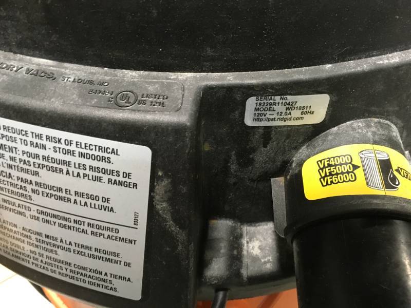 RIDGID 16 Gal. 6.5-Peak HP NXT Wet Dry Vac with OSHA Compatible Filter and Dust Bag Kit USED in good condition