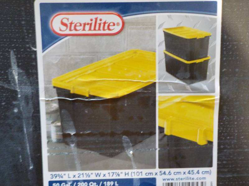lot 7 image: 50 Gallon Sterilite Tote...