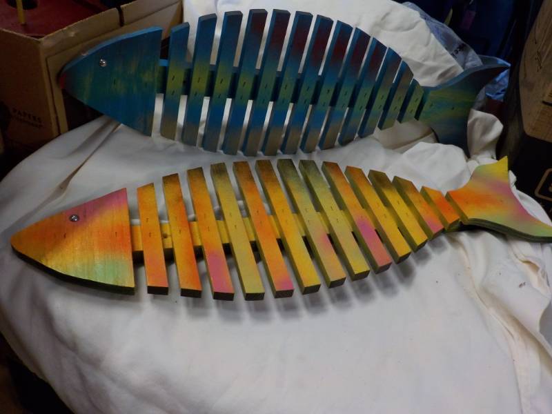 lot 72 image: 2 Wood Fish 27 Long...