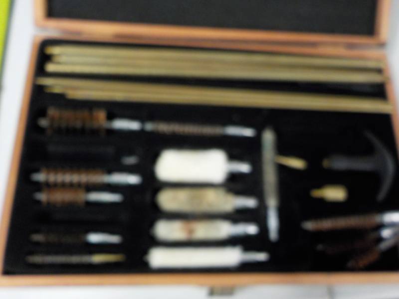 lot 112 image: Gun Cleaning Kit in Wood Box...