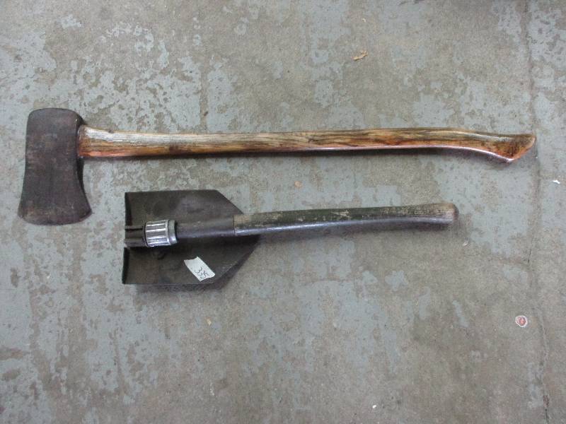 ax and army shovel