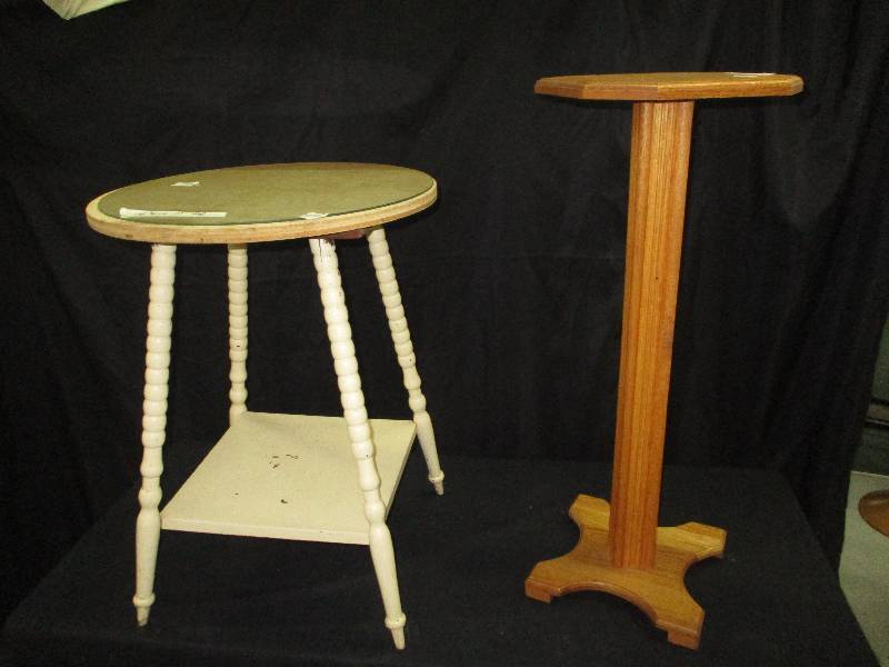 table and oak plant stand