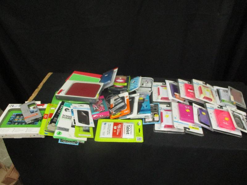 phone covers, screens, I pad covers etc look at photos