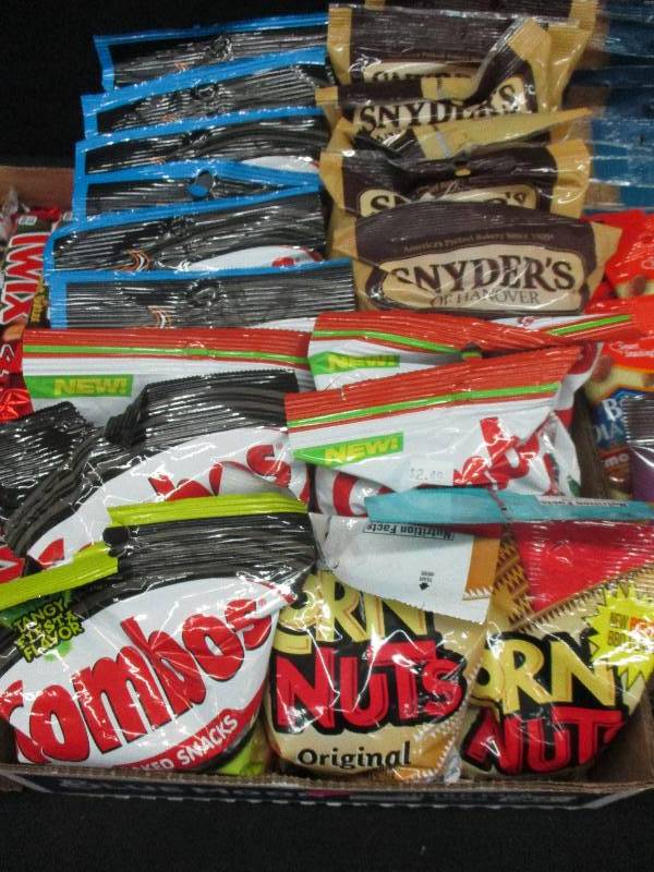 21 bags of combos, corn nuts, pretzels