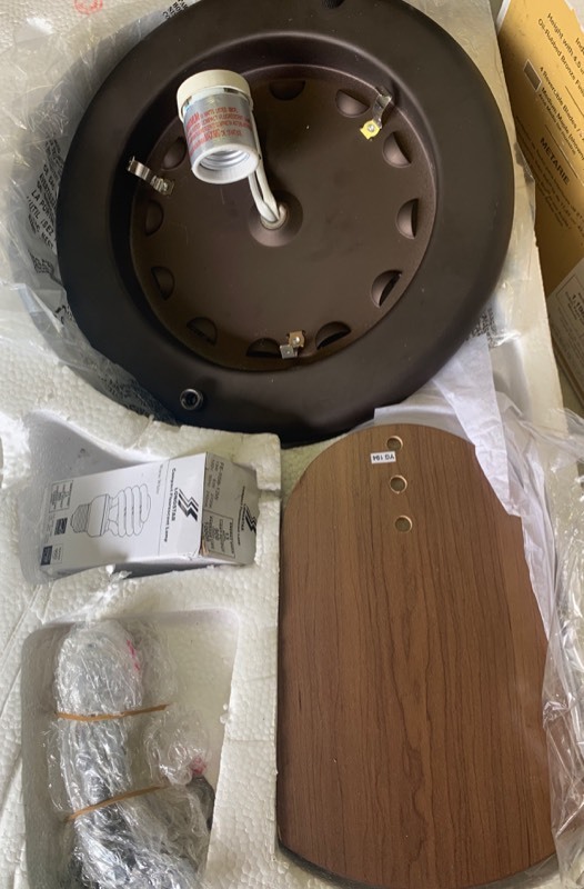 lot 35 image: Hampton Bay Metarie Indoor 24 in. ceiling fan oil rubbed bronze- SALVAGE