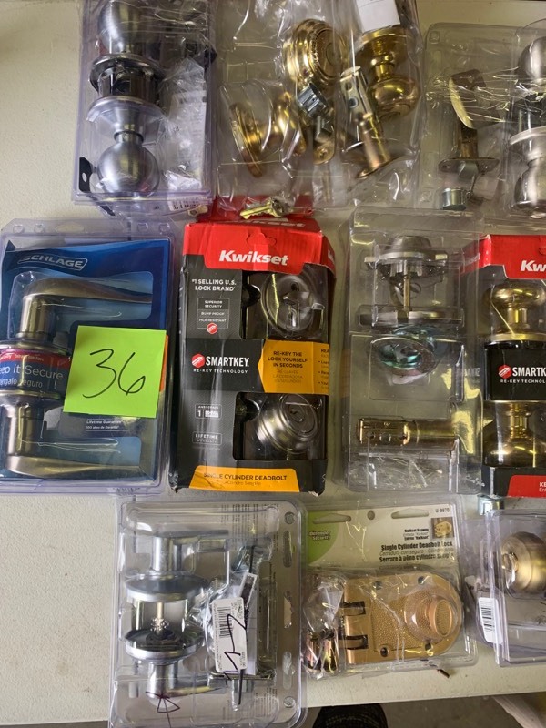 lot 36 image: Salvage lot of Door locks- Kwikset, Schlage, Baldwin