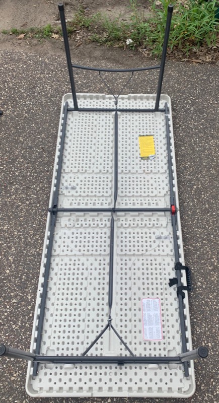 lot 49 image: Lot of 2- folding tables 72 One salvage, one used
