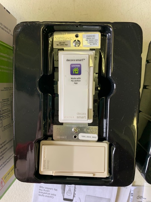lot 62 image: Leviton Lot of 2- DW6HD decora smart dimmers with wi-fi technology