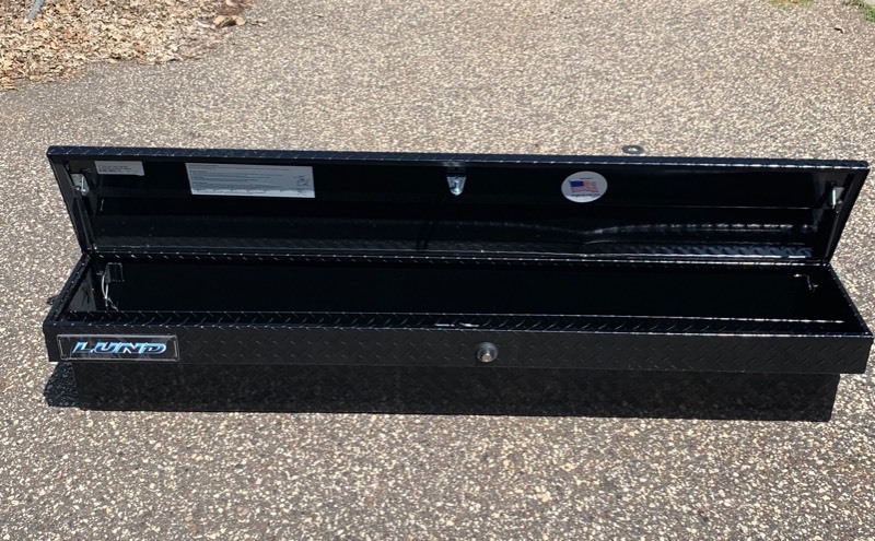 lot 78 image: Lund 70 locking-Side bin truck tool box- Black Diamond plate aluminum