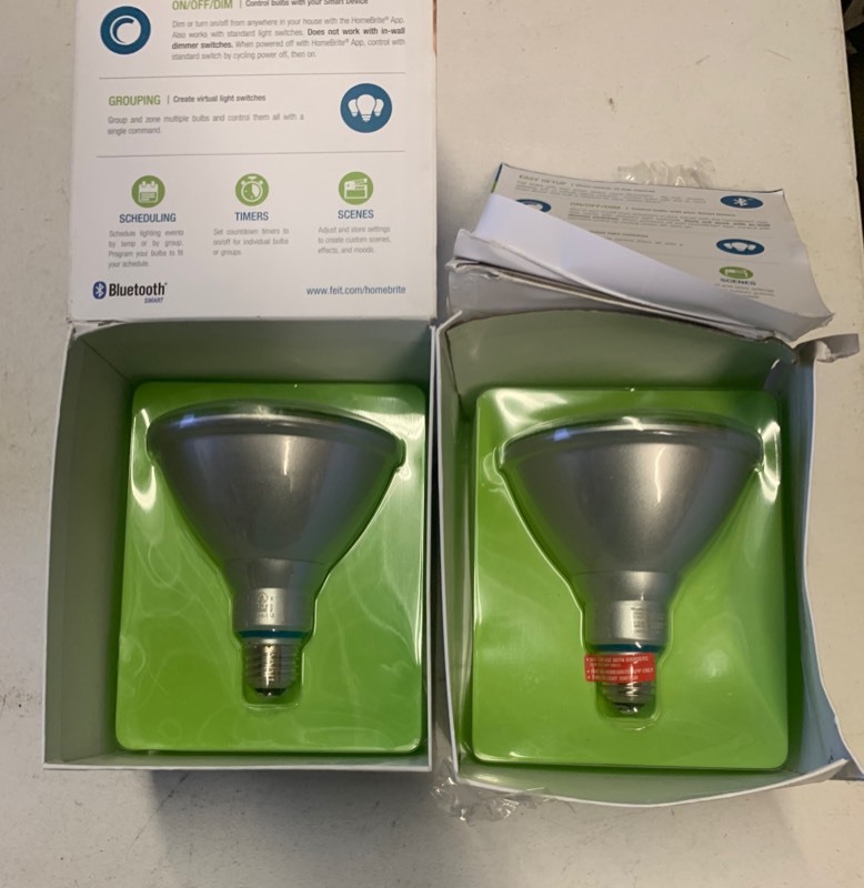 lot 99 image: Lot of 2- Homebrite Smart LED Bulbs PAR38 Flood 90W with Bluetooth