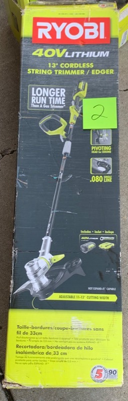 lot 2 image: Ryobi 40V Lithium 13 Cordless String Trimmer Edger
