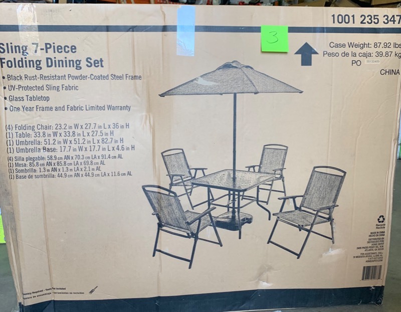 lot 3 image: Sling 7-Piece Folding Dining Set