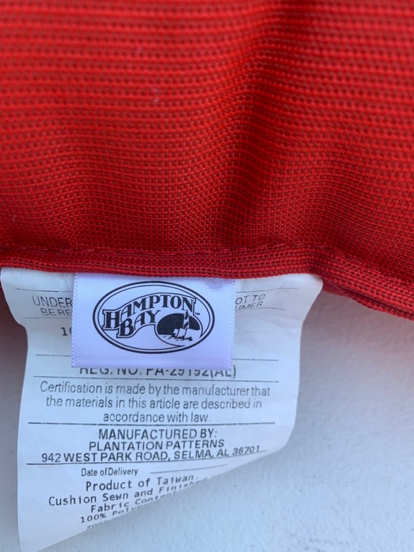 lot 7 image: Lot of 2- Hampton Bay Replacement Pillows for Patio- Chili
