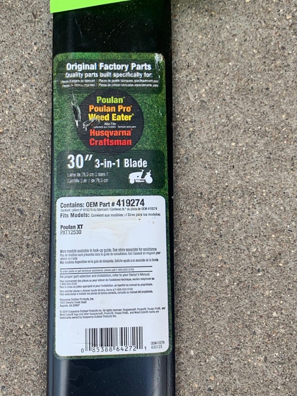 lot 9 image: Lot of 5- 30 3-in-1 Blade, Original Factory Parts for Poulan, Poulan Pro, Weed eater Husqvarna, Craftsman