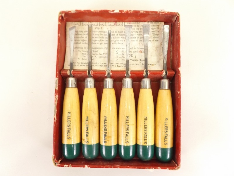 lot 13 image: Millers Falls Wood Carving Chisel Set #106