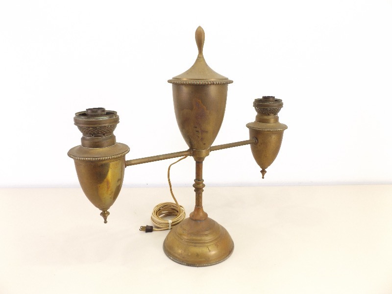 lot 26 image: Antique WORKING Copper 2 Light Chandelier 