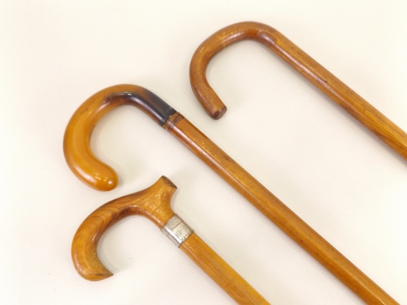 lot 37 image: Lot of 3 Vintage Wood Walking Canes