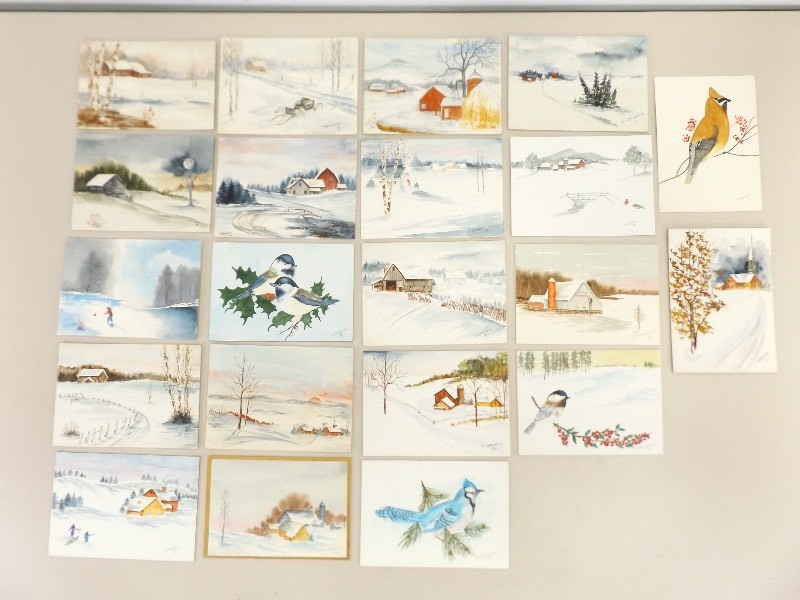 lot 92 image: Lot of VERY WELL Done Vintage Original Watercolor Paintings