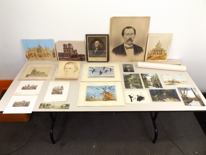 lot 96 image: Lot of Misc Antique and Vintage Unframed Original, etc. Art