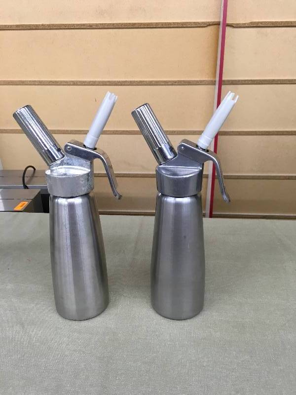 lot 576 image: Two Stainless Steel 1 Liter Whipped Cream Dispensers