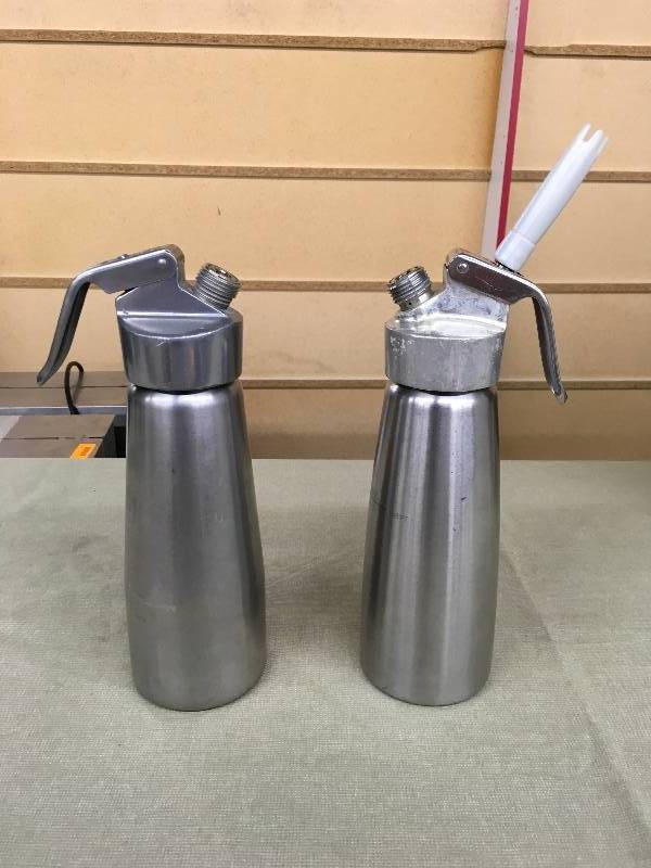 lot 577 image: Two Stainless Steel 1 Liter Whipped Cream Dispensers