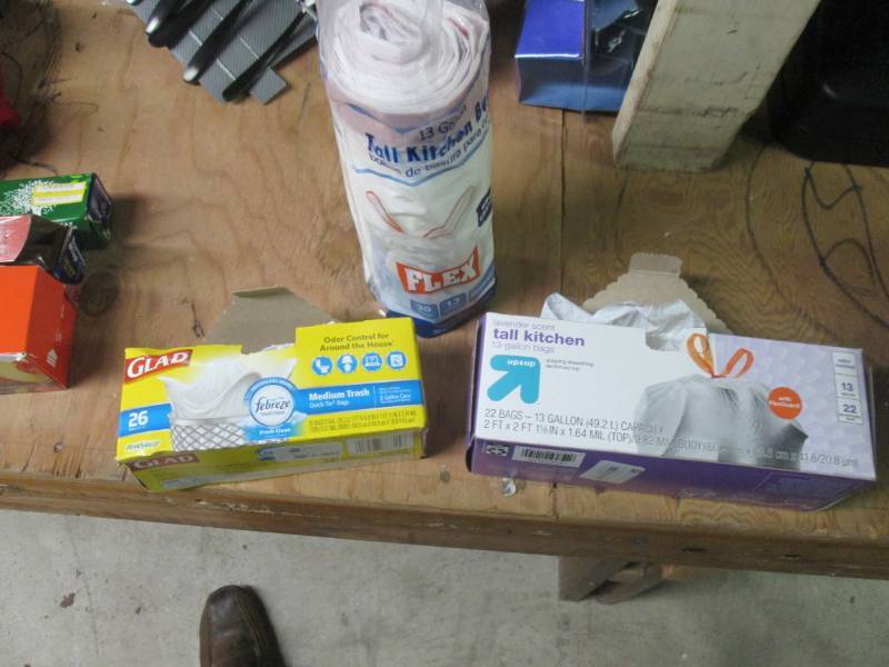 box of trash liners...