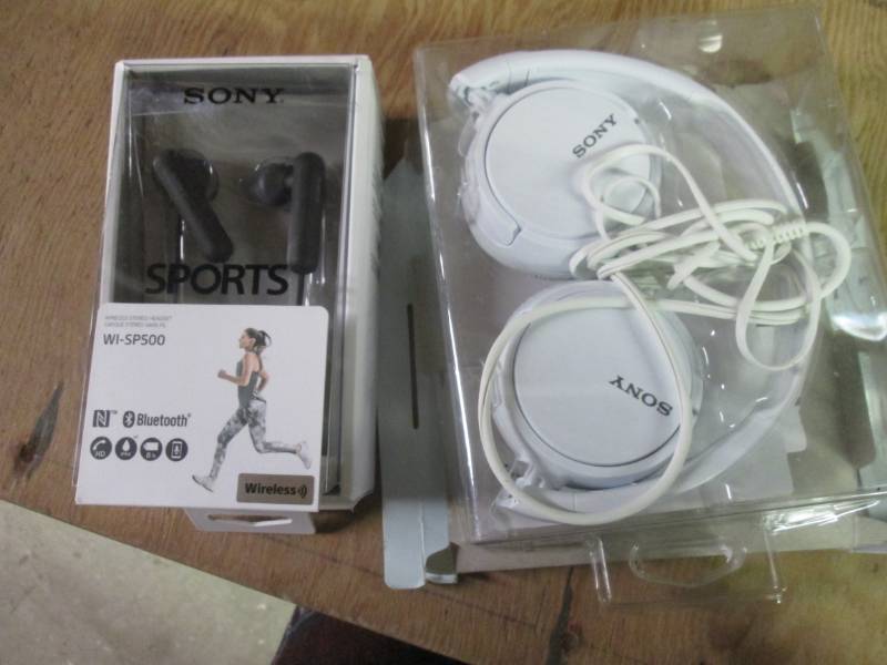 lot of sony headphones...