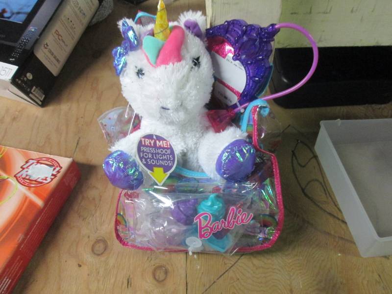 barbie unicorn backpack plush set...