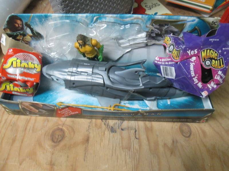 Toy lot aqua man, slinky , 8 Ball...