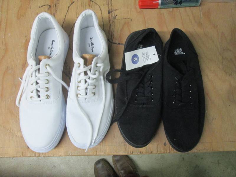 size 8  pair of white and black sne...