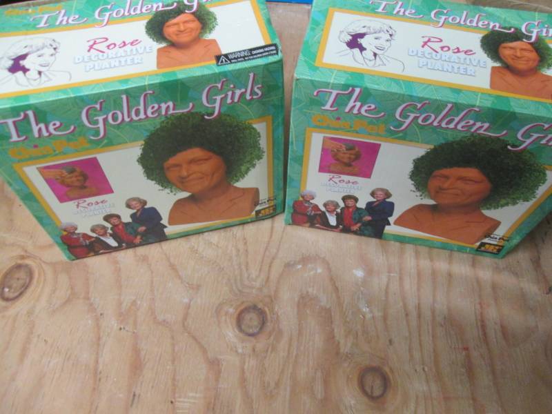 Chia pet lot of 2 rose golden girls...