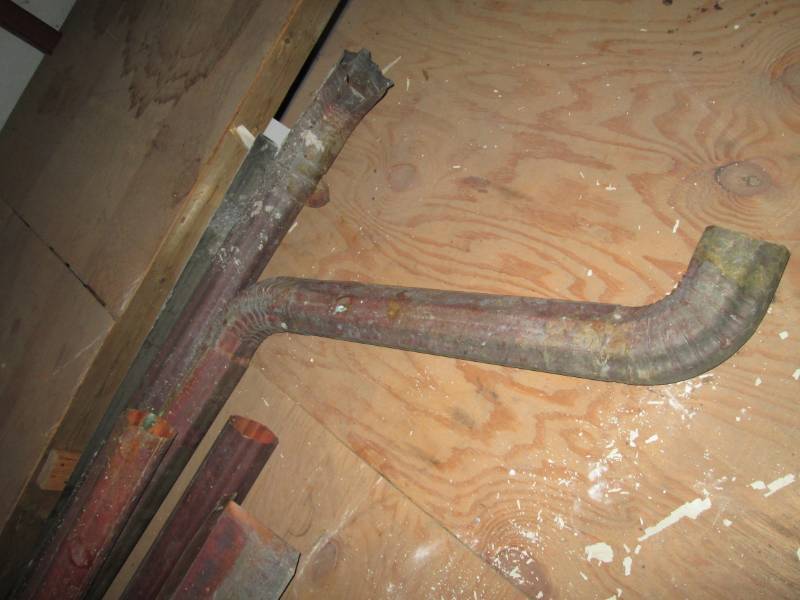 Lot of antique gutters and downspouts and connections