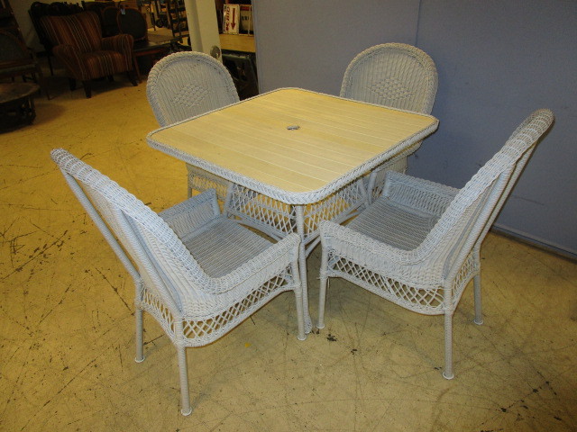 lot 321 image: WEATHER PROOF WICKER PATIO SET