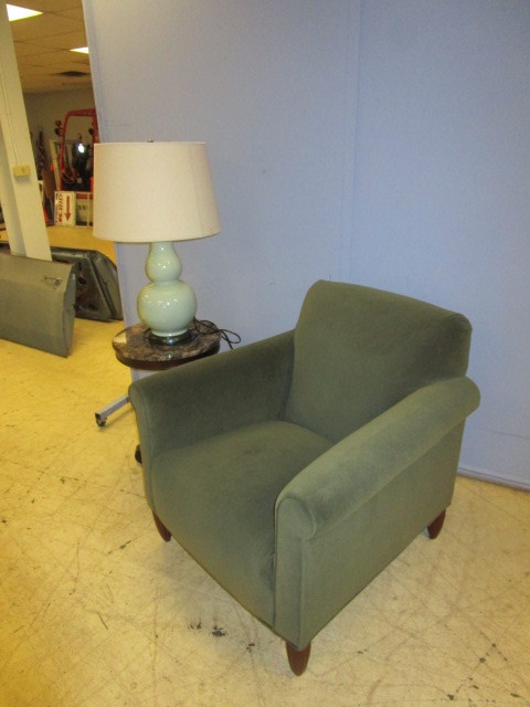 lot 332 image: ARMCHAIR AND LAMP