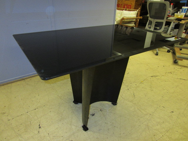 lot 339 image: BLACK GLASS DINING TABLE
