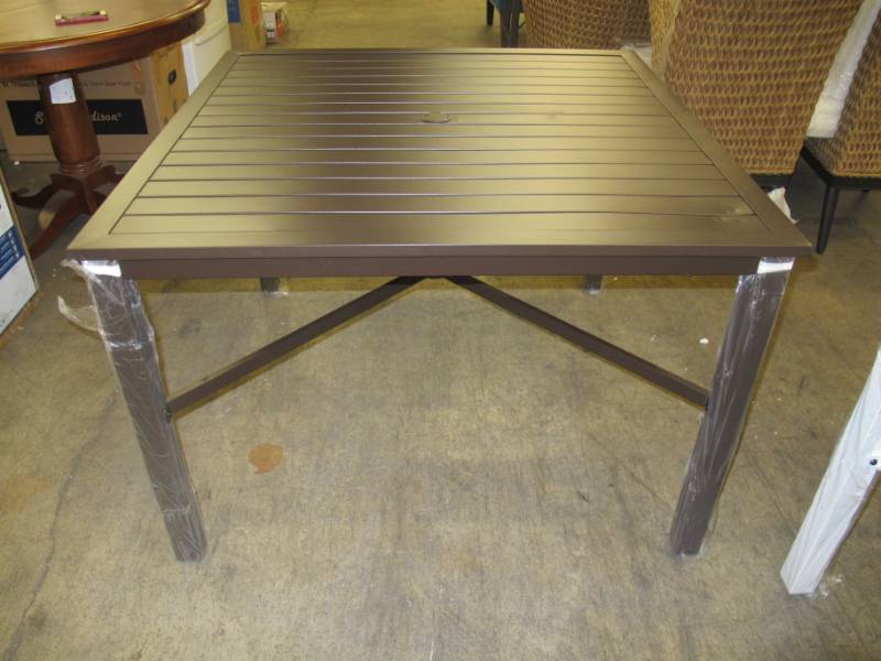 Hampton Bay Square Metal Outdoor Dining Table Huge New Patio Furniture Gift Items Glassware Cookware And Much More K Bid