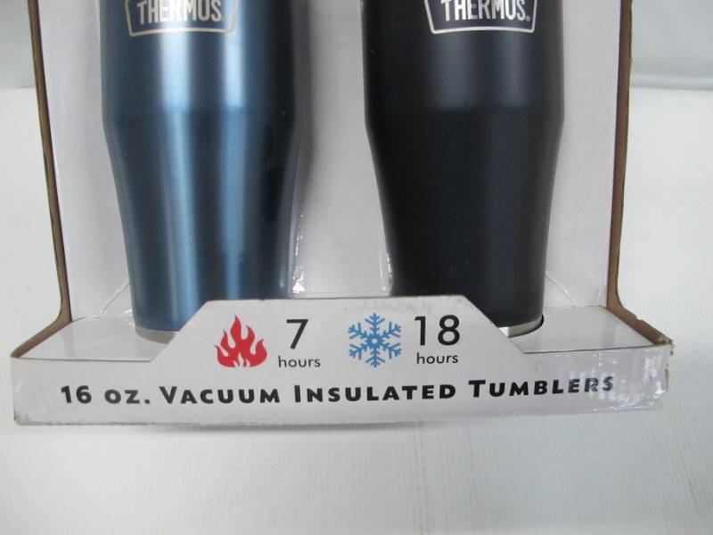 Thermos Stainless Steel Vacuum Insulated Tumblers, 2 Pack - Blue & Black, HUGE: NEW Patio Furniture, Gift Items, Glassware, Cookware, and much  more!!!