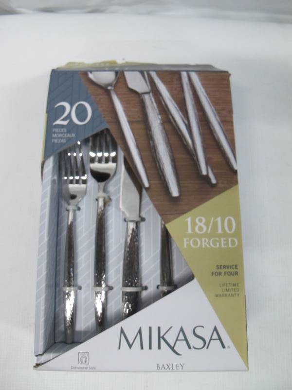 lot 19 image: Mikasa 5198737 Baxley 20-Piece Forged Stainless Steel Flatware Set, Service for 4